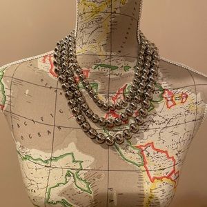 Necklace, large beads, silver